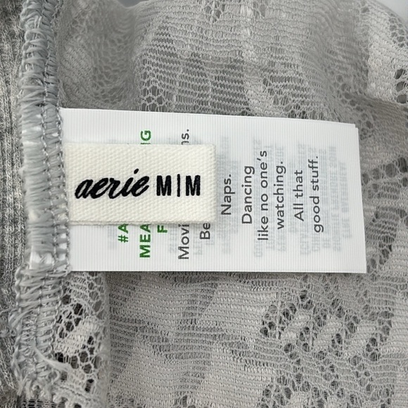Aerie Holiday grey best lace waffle longline bralette‎ size Medium NWT - Picture 4 of 12